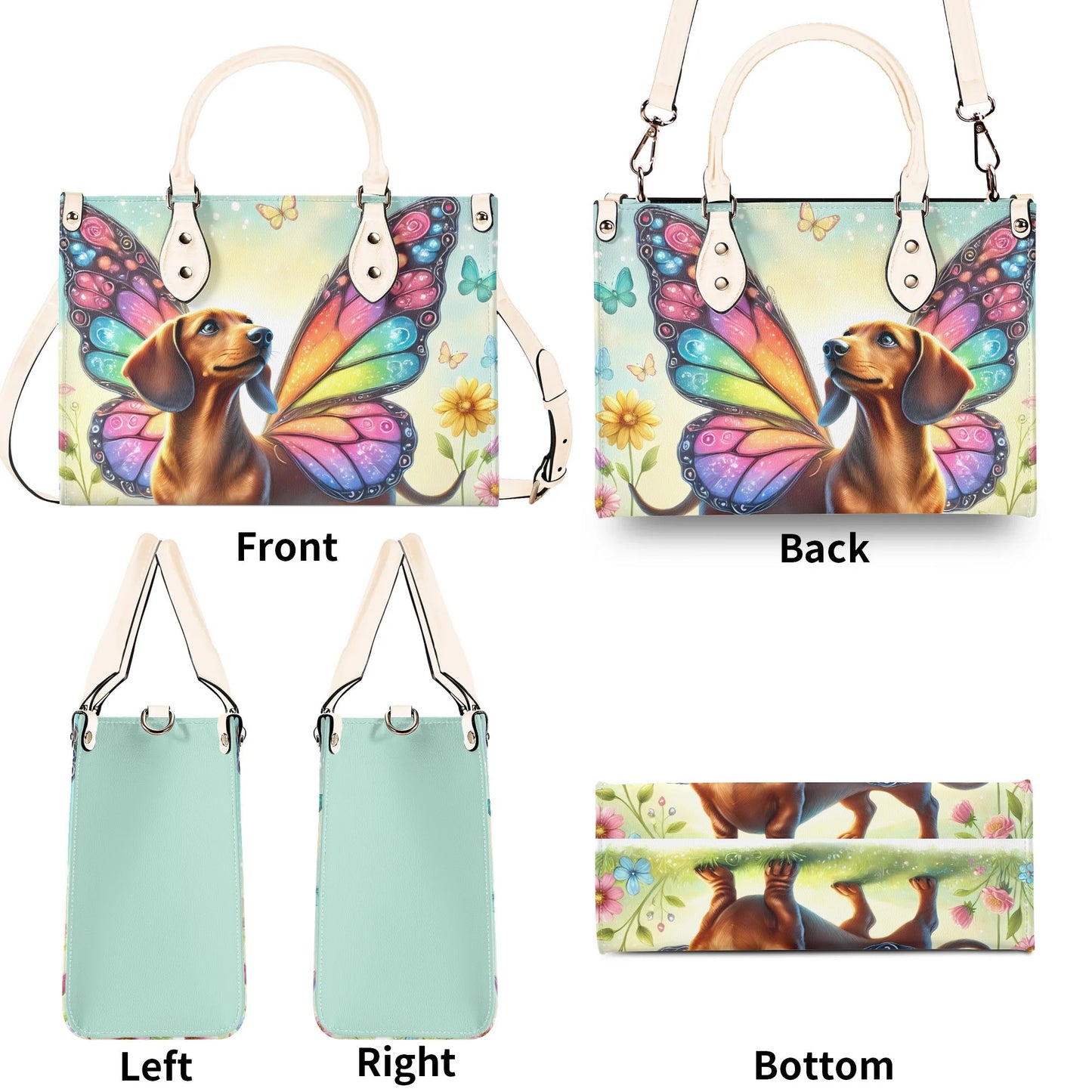 Doxie Butterfly PU Leather Handbag