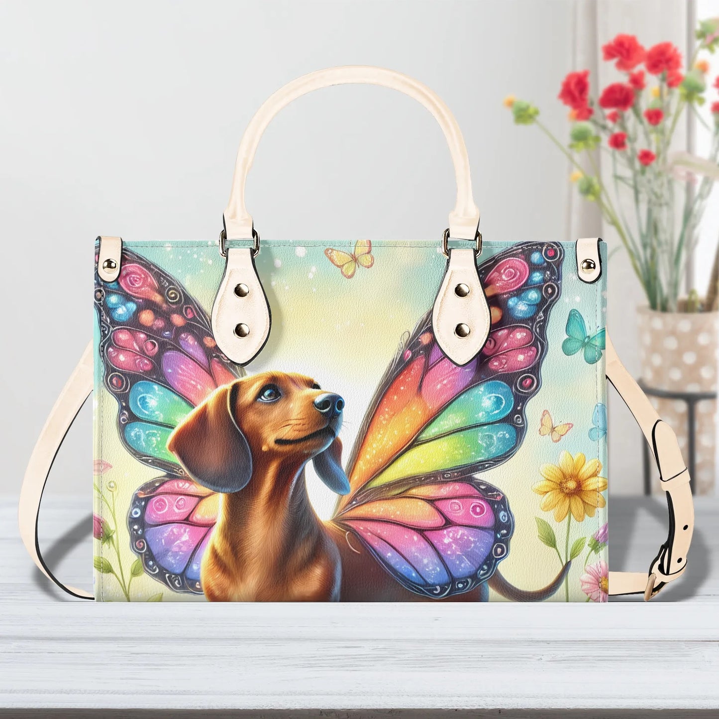 Doxie Butterfly PU Leather Handbag