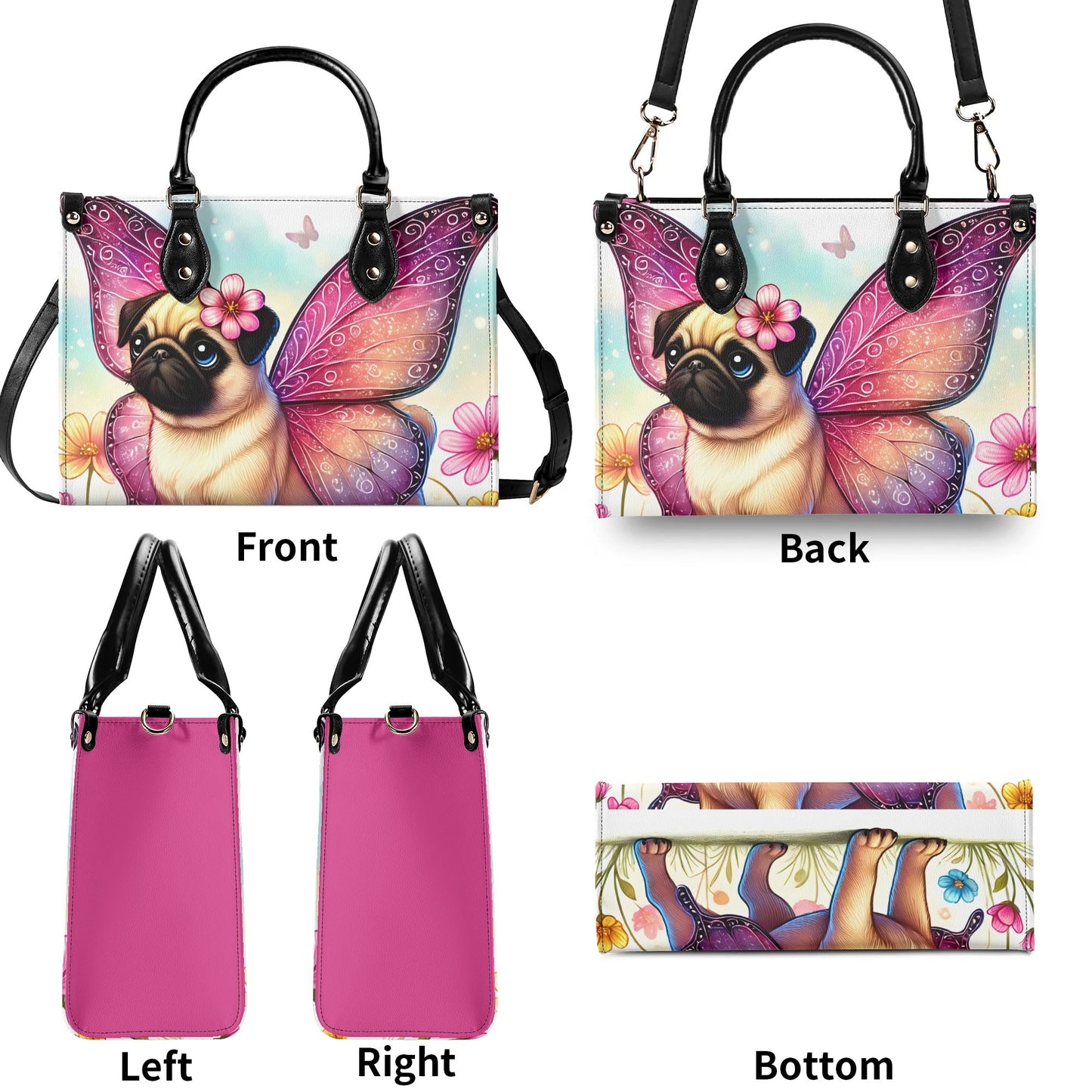 Pug Butterfly Handbag