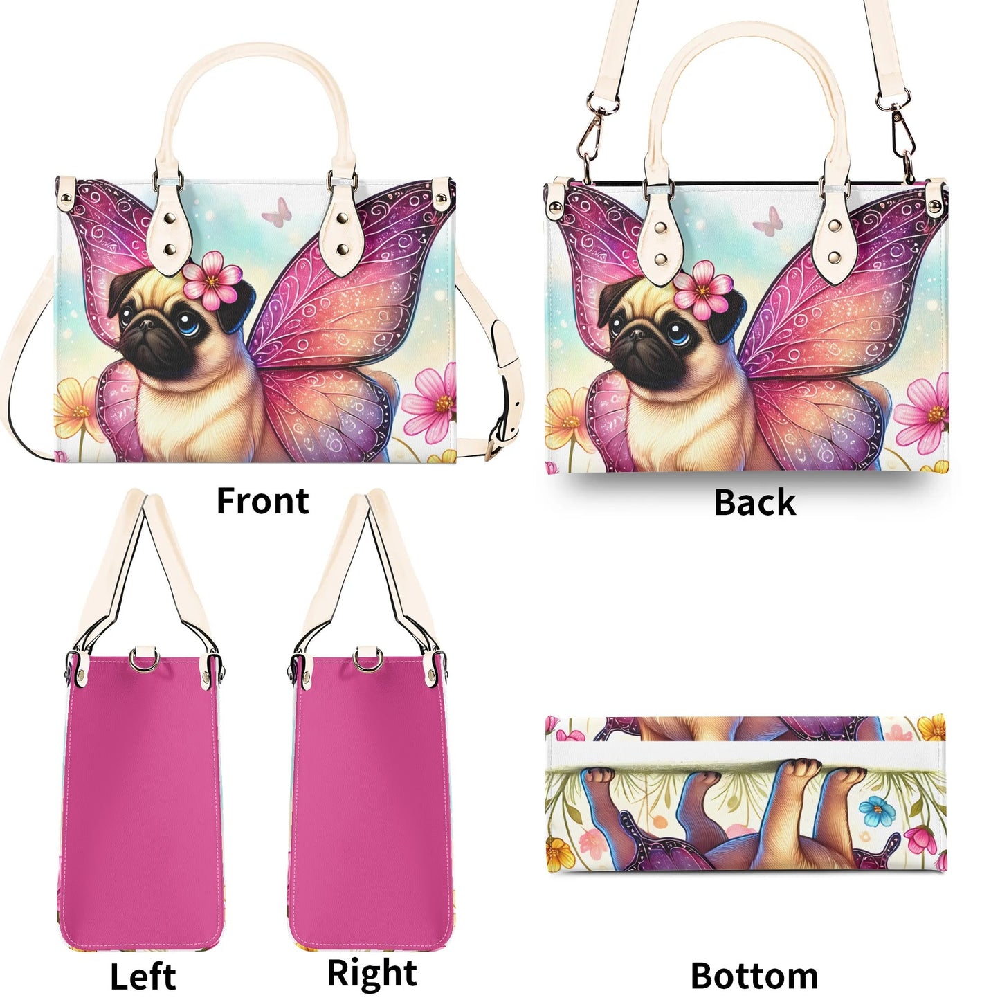 Pug Butterfly Handbag