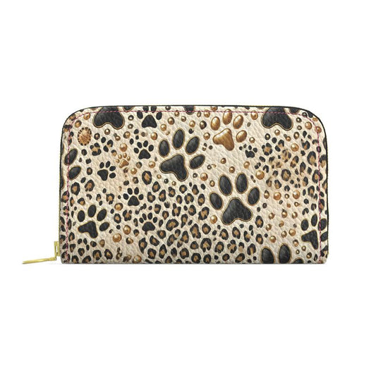 Paw Print and Cheetah Print Full Grain Nappa Leather Wallet Contrado