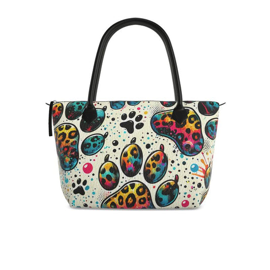 Paw print leopard print full grain Nappa leather handbag Contrado