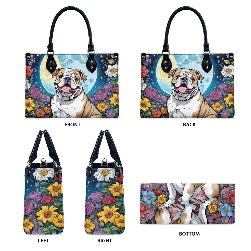 English bulldog floral bag purse