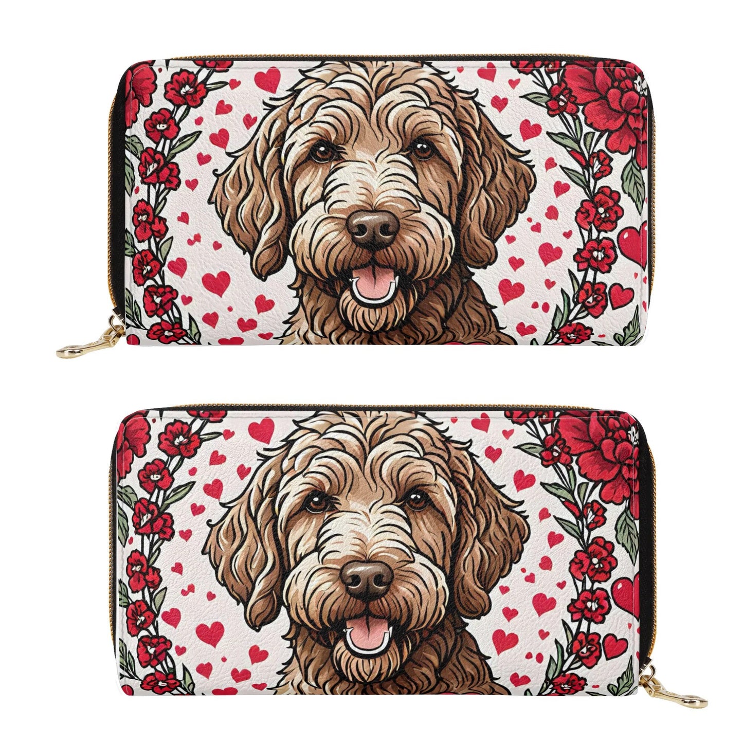 labradoodle PU Leather Zipper Wallet