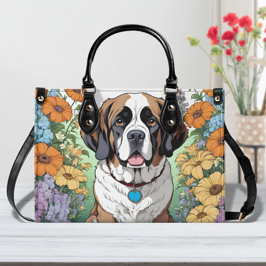 Saint Bernard Dog Women PU Leather Handbag