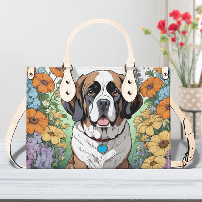 Saint Bernard Dog Women PU Leather Handbag