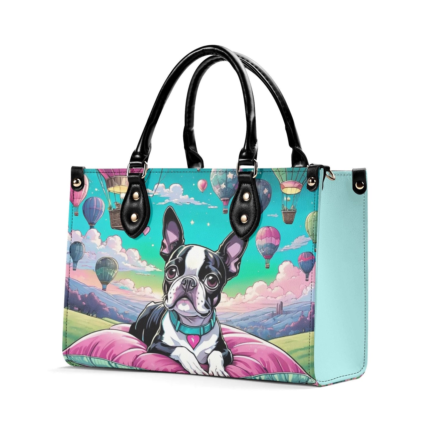 Boston Terrier Women PU Leather Handbag