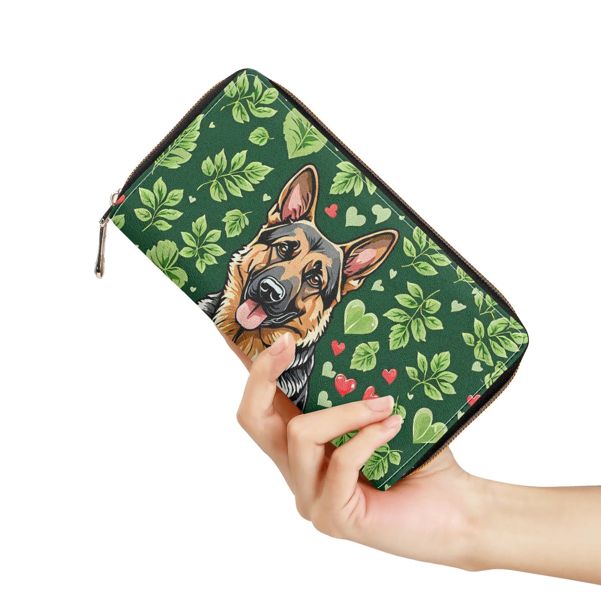 German Shepherd PU Leather Zipper Wallet